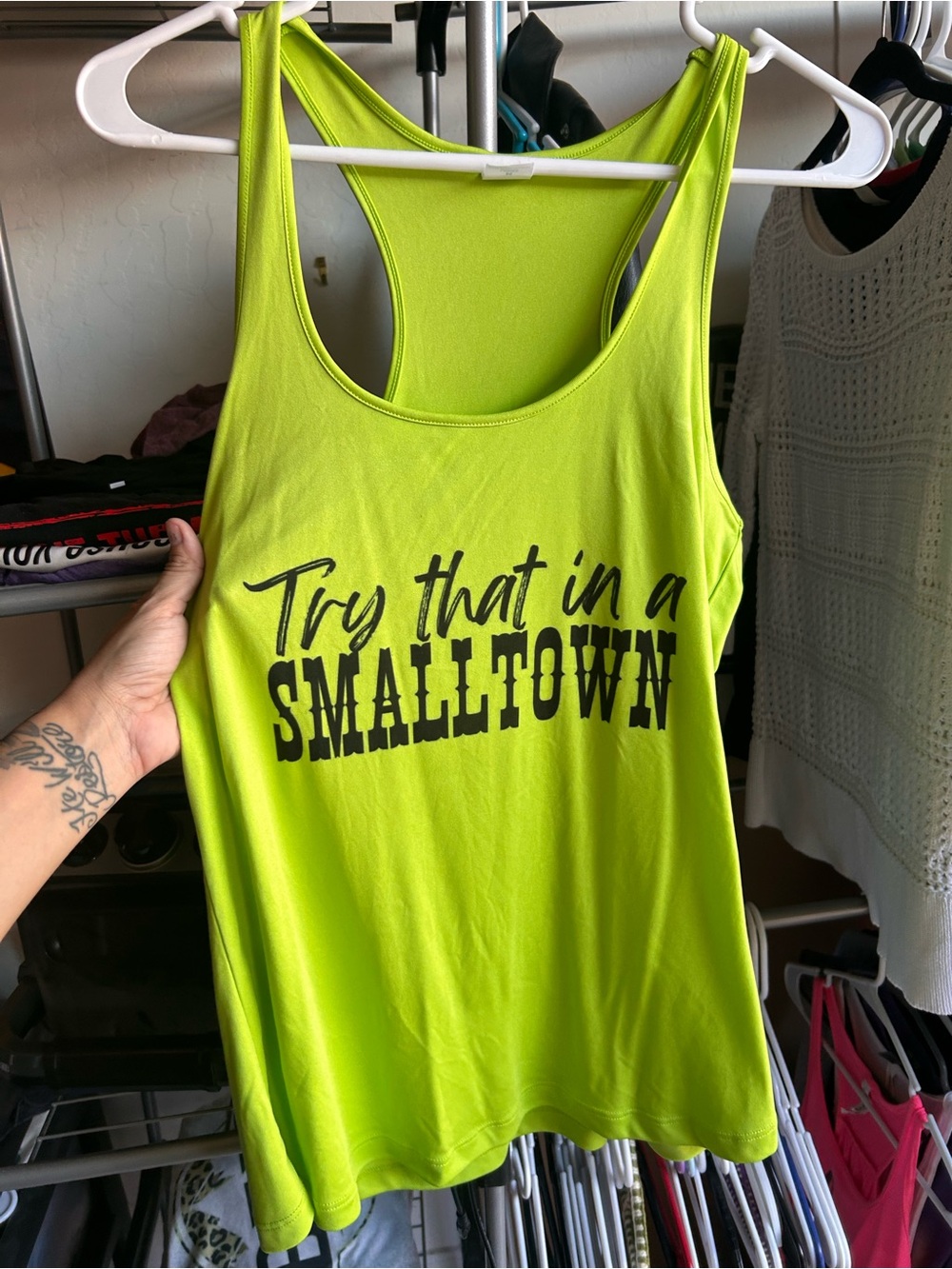 Sport-Tek Neon Lime Graphic Racerback Tank